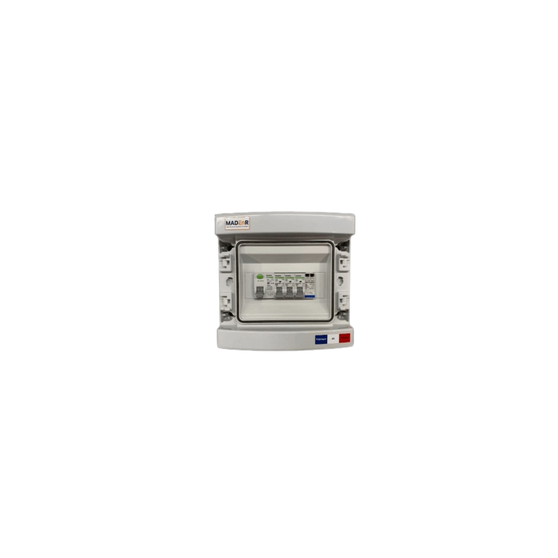 Coffret de protection AC de 4 à 6 kW monophasé pour Enphase avec 2 QRelay intégré - 2x 20A - 2x 30 mA - disjoncteur général et parafoudre 