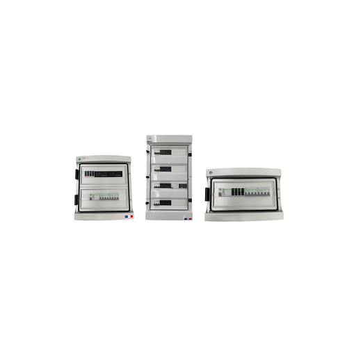 [CO/AC-9-18KTRI-2-6E] Coffret AC - Triphasé (13 à 18 kW micro-ondu. APS) > 2 à 6 entrées 2x20A - 1 sort. + 1 diff. 40A 300mA type AC + emplacement ECU-C et alim + Paraf. II - IP65 (23201826)